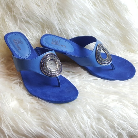 Modellista Shoes - Modellista Awesome Royal Wedge Sandal Sz 7.5